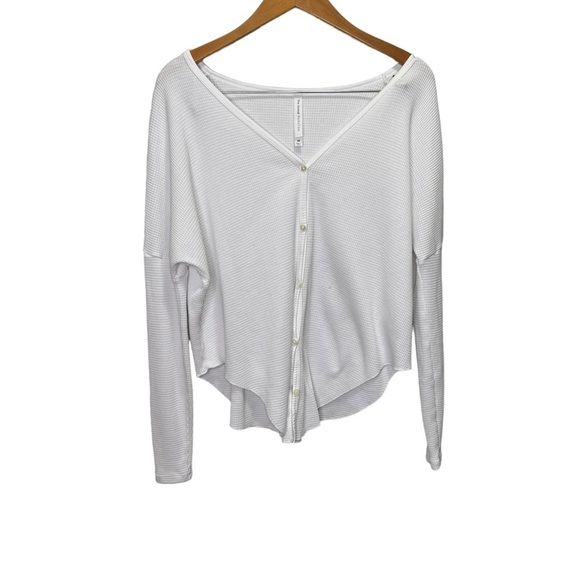 Aritzia Babaton Thermal Tie Shirt / Cardigan - White Size XS Neutral Casual - Picture 2 of 14